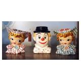 Lefton Lady Bust Planters Qty 2 And Clown Bust Planter