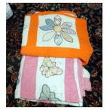 Antique Hand Stitched Butterfly Patch Quilt 86in x76in And Daisy Patch Quilt 86in x72in