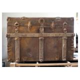 Antique Metal Lined Steamer Trunk, 24in x 36in x 21in