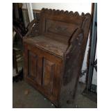 Antique Wall Mounted Drop Front Writing Desk With Carved Floral Motif, 38.5in x 24in x 11.5in