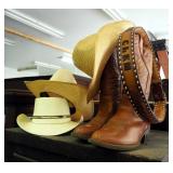 Vintage Mens Western Apparel Including Tooled Leather Justin Belt Size 42 Marked Clem, Ramrods Leath