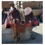 The American 13in Tooled Leather Western Pony Saddle, Gullet Measures 5.5in Includes Rope Cinch And 