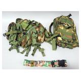 Military Camo Harness (With Adjustable Pouches), Military Camo Backpack And Military Belt