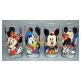 Glass Tumblers, Qty 4, With Minnie, Mickey And Donald, A Mickey Mouse Mug  And Tom & Jerry Jelly Jar