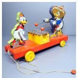 Fisher-Price 1940s Donald Duck Xylophone Pull Toy #177 And Donald Duck Caballero Pull Toy #160