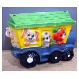 Toy Chest Made To Look Like Train Carrying Passengers, With Lid, Approx 25" High x 36" Long x 19" Wi