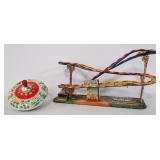 Technofix Big Tipper Tin Roller Coaster Track And J. Chein Tin Push Down Spinning Top