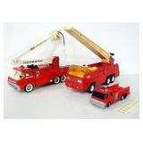 Tonka Metal Hook-N-Ladder Fire Engine, Structo Fire Truck And Radio Shack Battery Powered Fire Engin
