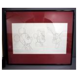 Sketch Of Mickey Minnie And Pluto, Matted, Framed, 17" Wide x 14" High, And Dumbo Theater Promotion 