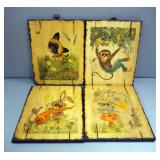 George Buckett 1963 Paintings On Wood Of Various Animals, Includes Rabbits, Monkey, And Cat, Total Q