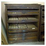 Antique Oak Hamilton Letterpress Cabinet, 44.5in x 37in x 23in
