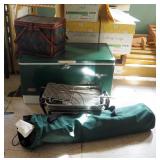 Coleman Metal Sided Chest Cooler, Nylon Folding Camp Chair, Farberware Electric Broiler Insulated Lu