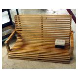 Solid Oak Slat Wood Porch Swing, 23in X 48in X 24in, Includes Hardware