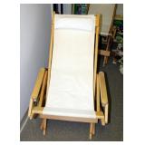 Wood Framed Folding Deck Chair Rockers With Canvas Seats, Qty 2, 36in x 23in x 35in