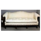 Century Furniture Company Upholstered Sofa With Rolled Arms And Asian Motif 34in x 88in x 33in