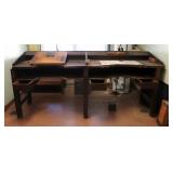 Antique Solid Wood 4 Drawer Drafting Station With Tool Storage 45in X 99.5in x 28in
