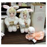 Applause Precious Moments Soft Bodied Snowflake Dolls, Qty 2, Ashton Drake Porcelain Heather Doll Wi