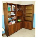 Solid Wood 3 Piece Bookcase With Drop Front And Storage Cabinets, Each Piece Measures 76.5in x 30in 