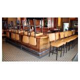 Solid Wood L-Shape Bar 15ft x 18ft Long, 35in Wide x 42in Tall With Steel Pipe Foot Rest