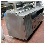 Delfield 6-Drawer Prep Table With Reach-In Countertop Doors, Model# F18CS82, 38in x 83in x 32in