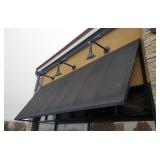 Metal Framed Awnings With Black Canvas Shades Total Qty 4, Two Are 69in Tall x 37in Deep x 196in Lon