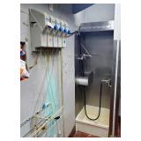 All Southern Fabricators Stainless Steel Double Faucet Wash Station With Hose And Liquid Dispensers