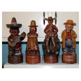Albertas Ceramic Liquor Decanters Including Firewater, Tequila, Rot Gut, And Bourbon, Total Qty 4 Pi