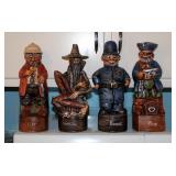 Albertas Ceramic Liquor Decanters Including Booze, Rum, Gin, Moonshine, Total Qty 4 Pieces