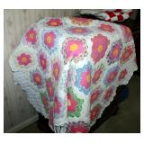 Hand Stitched And Quilted Grandmothers Garden Patch Quilt, 71in x 58in