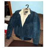 Mens Saddlery Suede Jacket With Sherpa Lining, Size Medium