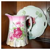 Hand Painted German Porcelain Plate, Bowl And Pitcher, Goebel Number 174 She Loves Me Figurine Dated