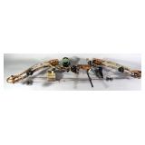 Fred Bear TRX Compound Bow, 70lb Draw, 28" Draw Length, With Arrows And Wrist Guard, In Hard Case