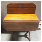 Antique Drop-Leaf Table (1 Leaf Designed To Rest Upward Against Wall When Not Extended)