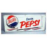 Vintage Drink Pepsi Tin Sign, 27.5" Wide x 11.25" High