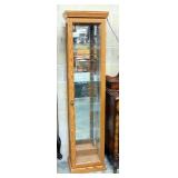 Illuminated Curio Cabinet With 4 Glass Shelves And Mirrored Back, 70" High x 17.25" Wide x 13.75" De