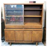 Stanley Mid Century Display Cabinet With 3 Display Compartments Behind Sliding Glass Doors, Lower St