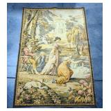 Tapestry With Image Of Colonial People In Outdoor Setting, 49" Wide x 76" Long
