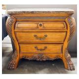 AICO Michael Amini Signature Series Bedside Chest, Eden Collection, 4 Total Drawers And Pull Out Tra