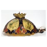 Vintage Stained Glass-Style Ceiling Lamp With Inner Globe Shade, Approx 22" Diameter, Includes Chain