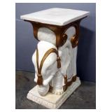 Elephant Design Plant Stand With Gilt Accents, 22.5" High