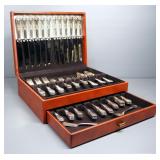 Wm. A. Rogers Oneida Sectional Flatware, Approx 76 Pieces, In Chest With Flip-Top And Drawer