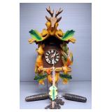Cuckoo-Clock With Carved Wood Deer, Rabbit And Bird Design