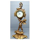 Brass Table Clock With Cherub Design
