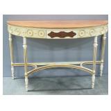 Semi-Oval Wall Table With Single Drawer (Dovetailed), 34.5" High x 56" Wide x 21" Wide