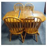 2-Pedestal Dining Table With Lock-In Leaf And 4 Matching Chairs, Table Is 30" High x 60" Long (Leaf 