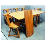 Drop-Leaf Dining Table With 3 Leaves And 5 Dining Chairs, Table Is 29.5" High x 40" Wide x 68" Long 