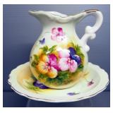 Lefton China Pitcher And Bowl Sets With Floral Designs, Qty 2 And NSP Royal Embassy Pitcher And Bowl