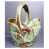 McCoy Pottery Basket With Palm Leaves And Berries (c. 1940s) And McCoy Bird Bath