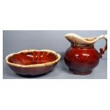 McCoy Pottery Pitcher And Bowl Sets, Qty 3, And Unmarked Pitcher And Bowl Set, All Approx 6" High, V