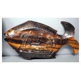 Carved Wood Trivets From The Philippines, One Shaped Like A Pineapple, One Like A Fish